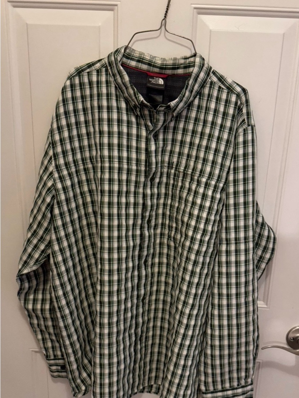 The North Face Green and White Plaid Button-Down Shirt